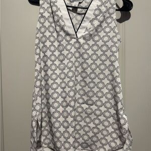 White and Black Geometric Sleeveless Blouse